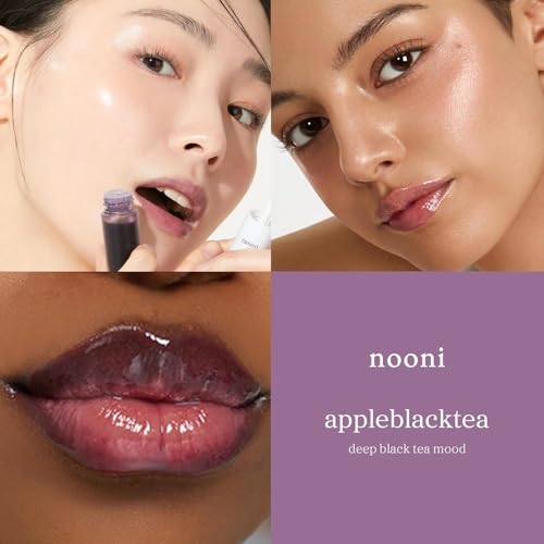Image of NOONI Korean Lip Oil Set - Appleblacktea & Applewine - Long-Lasting, Moisturizing, Revitalizing Lip Gloss Stain Makeup for Dry Lips - Waterproof, No Peel Off, Stocking Stuffers (2EA, 0.12 fl oz)
