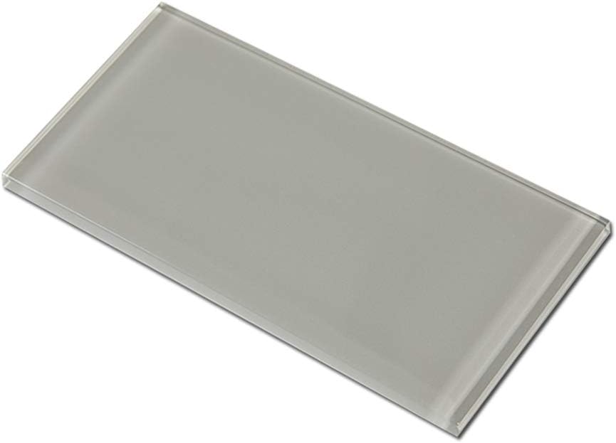 Soulscrafts Glass Subway Tile for Kitchen Backsplash Bathroom Shower Wall 3 x 6 Inch Light Grey (40-Pack, 5 sq.ft.)
