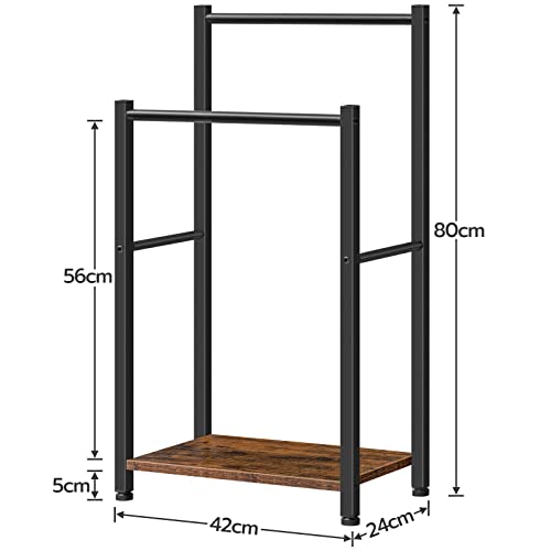 HOOBRO Handtuchhalter, Handtuchständer, Handtuchleiter stehend mit 2 Handtuchstangen, für Badetücher, Kleidung, Decken, Zeitungen, platzsparend, Stabil, Industriestil EBF02LB01