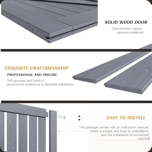 Image of FREDBECK Barn Door 34 x 84 Grey Wood Interior Door, Fit 30 inch-32 inch Opening