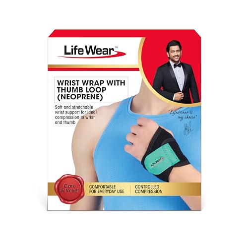 Image of Life Wear Wrist Wrap with Thumb Loop, Neoprene Wrist Support for Pain Relief, Compression and Sports, Adjustable Wrap for Men and Women, Gym, Typing, Tendonitis, Carpal Tunnel, 1 Unit, Universal Size