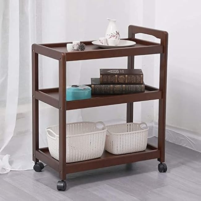 Wooden Beverage Serving Cart with Wine Holder and Wheels for Home Kitchen Hotel Dining 3 Tier Rolling Storage Rack Trolley-Sai4pZl0