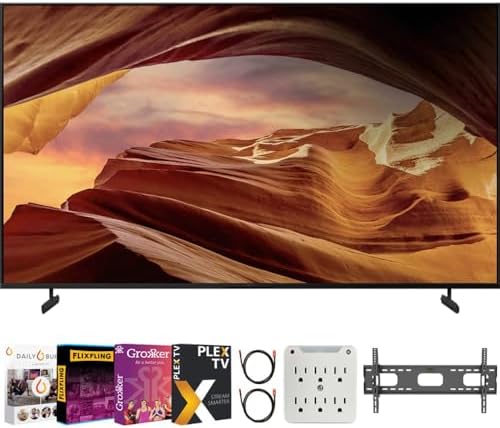 Sony KD75X77L X77L 75 Inch 4K HDR LED Smart TV with Google TV 2023 Bundle with Premiere Movies Streaming + 37-100 Inch TV Wall Mount + 6-Outlet Surge Adapter + 2X 6FT 4K HDMI 2.0 Cable