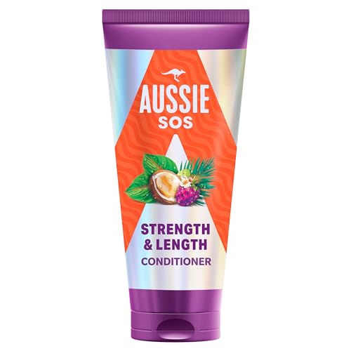 Aussie SOS Strength & Length Acondicionador 200ml Suaviza Y Fortalece El Pelo Largo, Débil Y Quebradizo. Nutre El Cabello Frágil Y Ayuda A Prevenir Las Puntas Abiertas Y Los Daños Del Peinado. Vegana