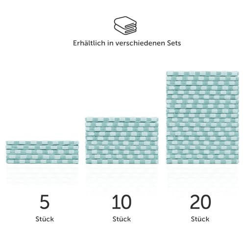 Blumtal Geschirrtücher Baumwolle 50x70 cm im 5er Set - Oeko-TEX zertifizierte Küchentücher - extrem saugstarke Geschirrhandtücher - Küchenhandtücher waschbar 95 °C - Geschirrtuch Grün Mint