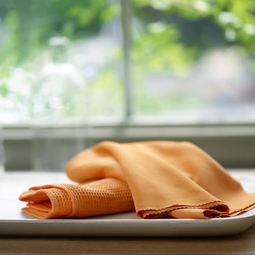 Image of E-Cloth Microfiber Window Cleaning Cloth Kit - Glass Cleaning Cloth for Windows, Mirrors, Cars, Lenses, Eyeglasses, & More, Streak Free Clean, Machine Washable Reusable Towel - Tangerine Orange