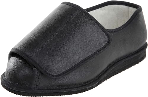 Cosyfeet Rowan Leather - Black - 10 (XXR) - Extra Wide Men's Slippers