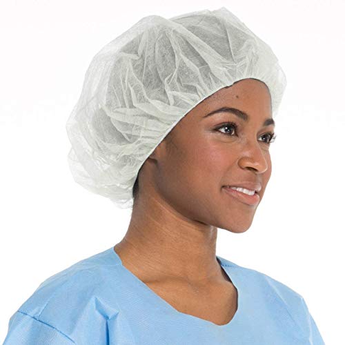 MEDICAL NATION 1000 pcs-21 Disposable Bouffant Caps, Protective Hair Head Cover Net, Hairnet, Non-Woven, Medical, Labs, Nurse, Tattoo, Food Service, Health, Hospital (10bags x100pcs) Size 21 (White)