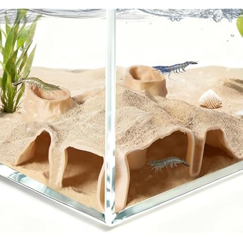 Swirge Aquarium Corner Cave Natural Curve, 3D Printed Aquarium Tunnel for Shrimp, Underground Fish Tank Shrimp Cave, Fish Tank Decor Decoration Hideout for Shrimps Betta Reptiles (Yellow) Cover