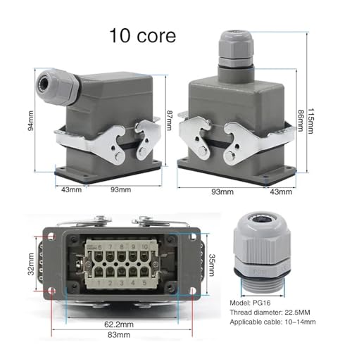 Conector resistente con 10 núcleos y voltaje 500V miniatura 3