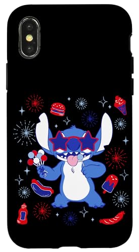 Carcasa para iPhone X/XS Disney Stitch USA Americana Snacks Collage 4th of July 250th