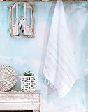 LeStoff Ręcznik hammam/Ręcznik plażowy, 100% bawełna bio, Biały/Srebrny