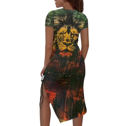 Image of Short Sleeve Dress for Women,Sexy Bodycon Dress,Plus Size Slit Dress,String Design s-4xl