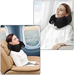 Stuffable Travel Pillow, Ostrich Neck Pillow for Travel, Packable Pillow with Up to 3 Days Clothes, Travel Neck Pillow by Airplane or Car, Essential Travel Accessory (Black)