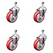 Polyurethane Swivel Threaded Stem Caster Set of 4 w/4