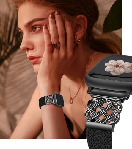 Image of TOYOUTHS Braided Magnetic Band Compatible with Apple Watch Bands 38 /40 /41 /42 /44 /45 /46 /49mm Women Men, Dressy Celtic Metal Stretchy Elastic Strap for iWatch Series 11 10 9 8 7 6 5 4 SE /Ultra 3 2 1