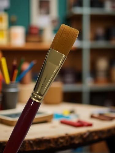 Image of polo Synthetic Hair Flat Brushes 9 | Pack of 5 | Professional Fine Edge Paintbrush Set for Acrylic,
