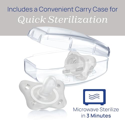 Image of Chicco PhysioForma Mini Orthodontic Pacifier for Babies 0-2 Months, Ultra Light & Small, 100% Soft Silicone, Supports Breathing, One-Piece Design, Included Sterilizing Case, BPA Free, 2-Pack, Clear