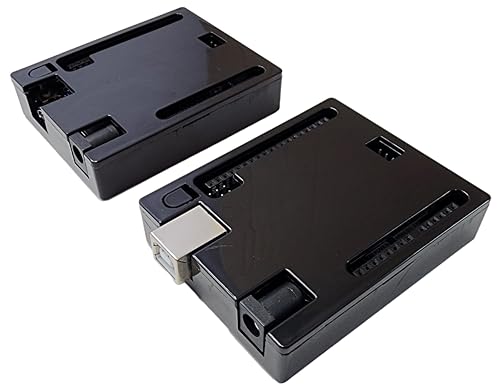 DIYables Enclosure Case for Arduino Uno R3, Uno R4 WiFi/Minima – Black ABS Shell, Snap-Lock Design – 2 Pieces