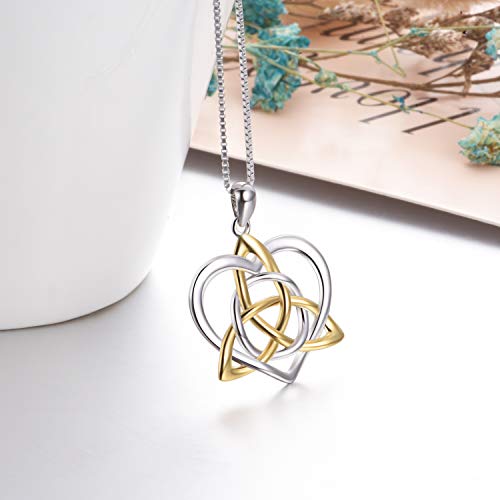 Celtic Jewelry Necklace Gifts Sterling Silver Good Luck Irish Vintage Triquetra Trinity Celtics Love Knot Pendant Necklace Christmas Gifts for Women Mother4