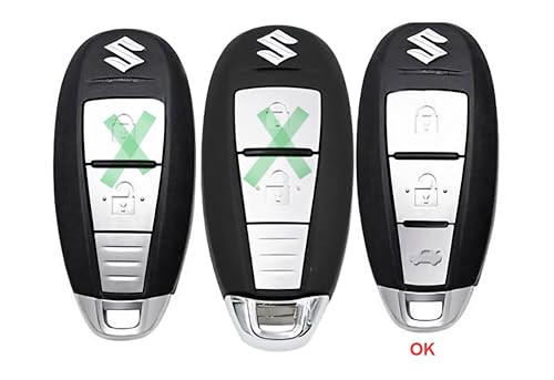 Image of Car Key Cover for Maruti Suzuki Baleno, Ciaz, Swift, Brezza, Ignis, S-Cross & Toyota Urban Cruiser | TPU Shell for 3 Button Smart Remote Key | Transparent Black