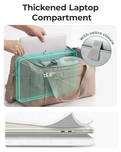 Image of BAGSMART Travel Duffel Bags with Dividers, 32L Gym Duffle Bag with Laptop Compartment, Carry On Weekender Overnight Bag, Shoe Bag, PVC Wet Pocket, Pink