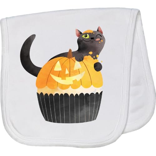 inktastic Halloween Cupcake Cat Baby Burp Cloth White 41632