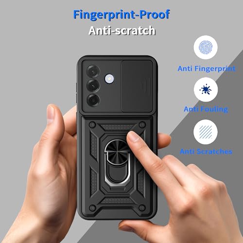 Image of Tough Armor Bumper Back Cover Case for Samsung Galaxy A57 5G | Sliding Camera Cover, Kickstand & Ring Holder 360 Degree Protection Back Cover Case for Samsung Galaxy A57 5G - Black