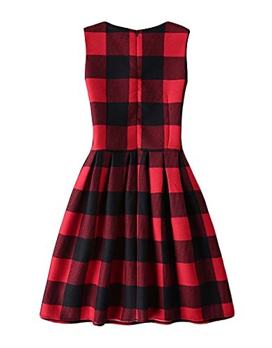 21Kids Girls Buffalo Check Plaid Dress Baby Kids Christmas Party Casual Dresses For Girls,6 Years,Red #TOP1