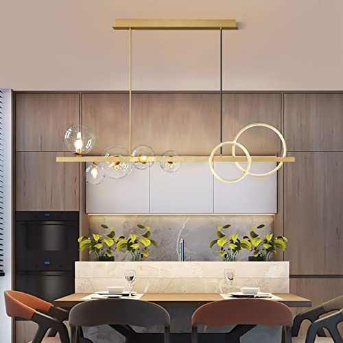 Chandelier en or nordique avec suspension en verre pour plafond de cuisine