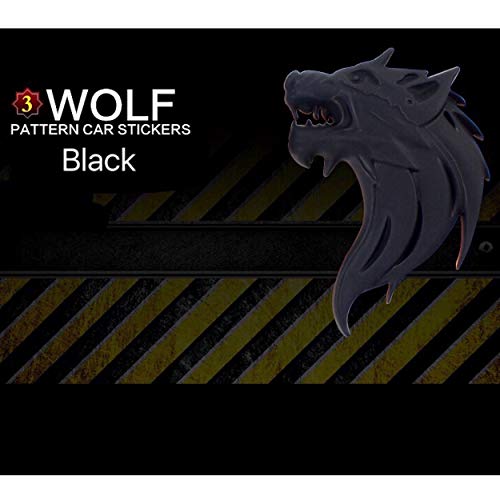 Image of CB 2-Pcs of 3D Metal Badge Motorcycle Car Sticker Logo Emblem Adhesive Decals Decoration for Car Styling, Wolf Head-Matt Black, Left & Right