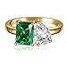 Yaresul Toi Et Moi Ring 925 Sterling Silver Women Emerald Engagement Ring 14K Gold Plated 1.5ct 6x8mm Double Stone Emerald & Pear Cut CZ Wedding Eternity Ring Width Band 2mm Size 8