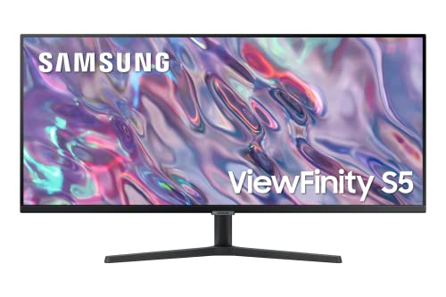 SAMSUNG LS34C502GAUXEN - モニター 34 インチ ViewFinity S5 S50GC、Ultra WQHD、3440 x 1440、21:9、HDR10、TUV (Eye Care) 認定、PBP/Pip、100Hz リフレッシュ レート、AMD FreeSync、ボーダレス デザイン、ブラック
