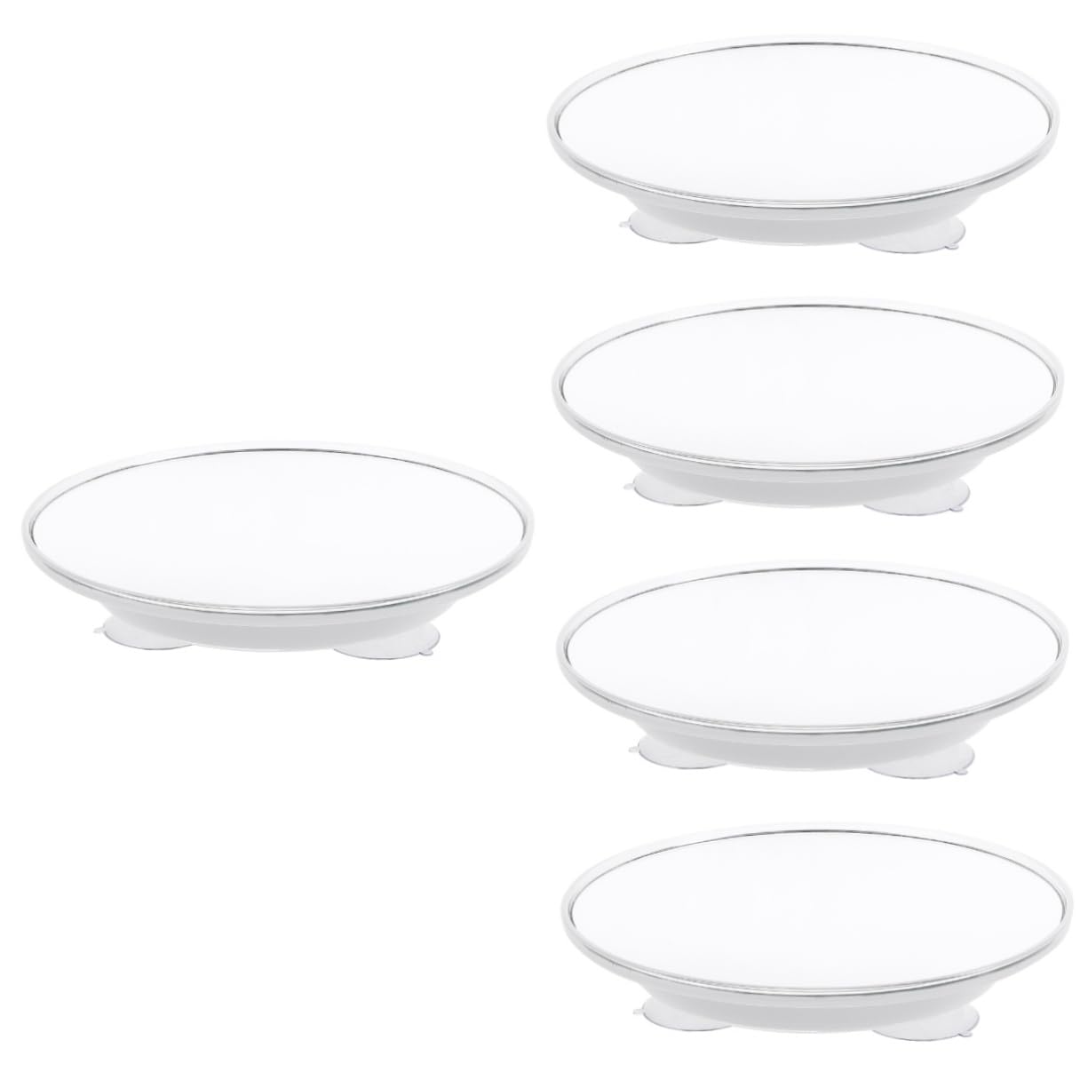 Miroir de maquillage amplifié grossissant à ventouse loupe vanité blanche argenté