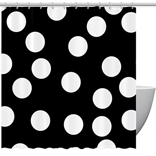 Rideau de douche imperméable à pois noirs 183 x 183 cm