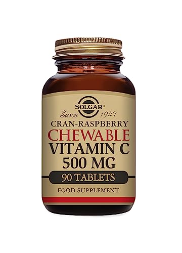 Solgar Vitamina C Masticable 500 mg, Sabor Natural de Frambuesa   90 Tabletas
