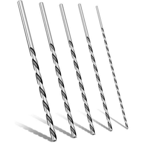 YOCDNOV 4 Piezas Jueg Brocas helicoidales Extra largas - Broca vástago Directo 160 mm 2-5 mm diámetro, Juego Brocas Acero Alta Velocidad Juego Herramientas Broca helicoidal vástago Recto