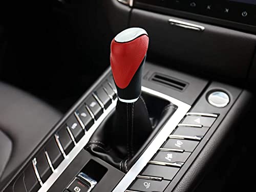 Lunsom Leather Gear Stick Shift Knob, Type-R Gear Shifter Knob Head Handle Lever Metal Shift Knob Fit Most Transmission Automatic Manual Vehicle (Black & Red) #TOP2