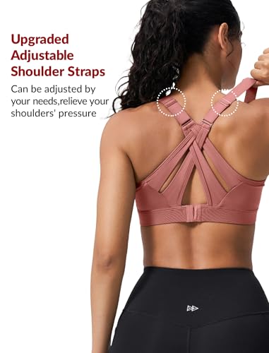 Image of Yvette Criss Cross Adjustable High Impact Running Bra | Pickleball Tennis, Big Bust Plus Size, Adjustable Strap, Wireless Sewn in Pads, No Bounce, Full Coverage, Moisture-Wicking