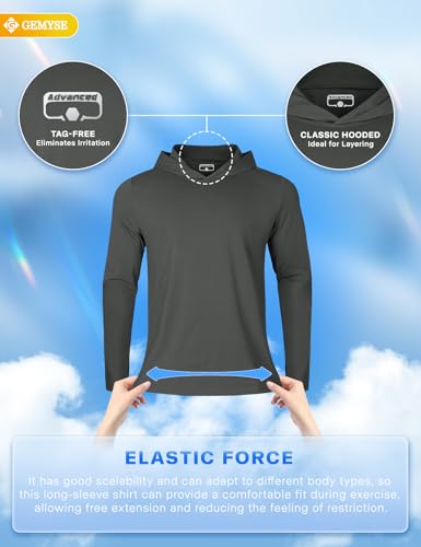 GEMYSE Sun Shirt UPF 50+ Men's Fishing Long Sleeve UV Protection Hoodie Hiking Rash Guard Athletic Running3