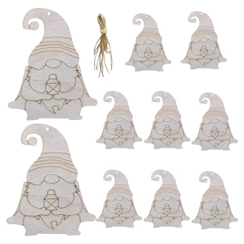 クラフト用ウッドノームカットアウト、ノームカットアウトスライスデコレーション - 子供用のブランク木製クラフトキット、愛国的な木、教室の装飾