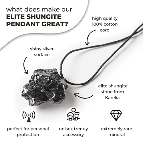 Karelian Heritage Elite Shungite Pendant | Minimalistic Black Crystal Jewelry | Defender Shield Protection Necklace Raw Stone | Chakra Healing Crystal Necklace, Reiki Meditation, Grounding2
