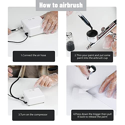 Image of Portable, Light Weight, High Performance Air Brush & Compressor Kit,Dual Action Gun for Art, Craft, Makeup, Cake Decoration, Temporary Tattoo