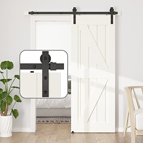 Lista de rieles puerta corredera online 7 SANKEYTEW Juego completo de puerta corredera de 152,5 cm/5 pies, herraje negro para puerta corredera, riel de puerta corredera de madera para 1...