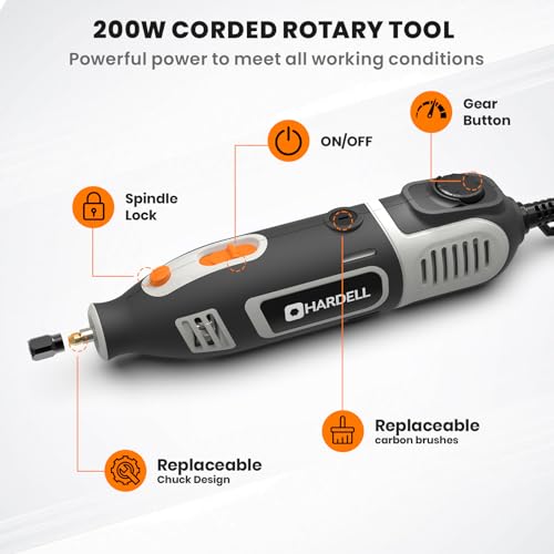 Image of 200W Corded Rotary Tool Kit Flex Shaft 6 Speed 40000RPM 153 Accessories | 6-Speed Adjustment 153Pcs Accessories for Crafting, Cutting, Sanding, Polishing, Drilling, Carving, DIY Projects