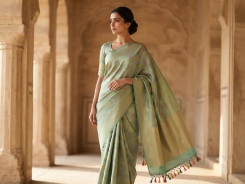 House of Neyvara tanchoi silk saree in soft silk – image 2
