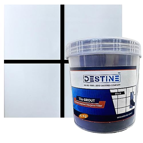 Image of DESTINE Tile Grout (16 COLOURS) (ALL PACKS: 100 Gm, 400 Gm, 800 Gm, 1 Kg, 3 Kg, 5 Kg), Waterproof, Cement Based Tile Joint Filler, Crack Filler, Tiles Gap Filler, Tile Grout (5 Kg, Black)