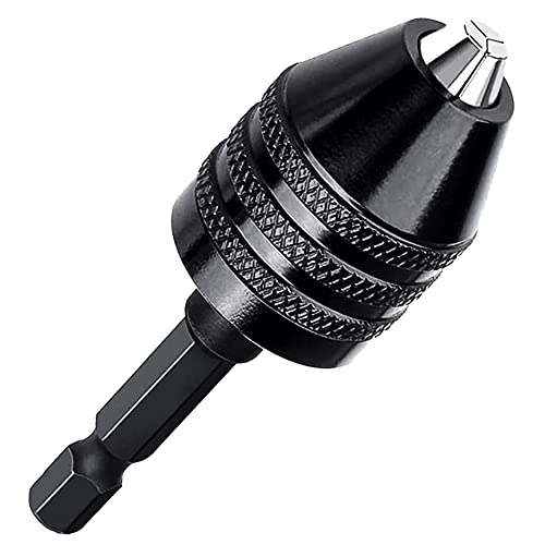 Eyech 0.3-6.5mm Keyless Drill Chuck Conversion Adapter with 1/4 Inch Hex Shank, 3-Jaw Quick Change Adapter Electric Screwdriver Impact Driver Conversion Tool