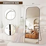56x21 Inch Full Length Mirror - Large Floor Standing & Wall Mountable Full Body Mirror with Sturdy Aluminum Frame, Arched Top Design, Freestanding or Hanging for Bedroom, Living Room, Cloakroom,Black - Image 4