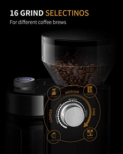 Shardor Electric Burr Coffee Grinder 2.0, Adjustable Burr Mill With 16 Precise Grind Setting For 2-14 Cup, Black #TOP1
